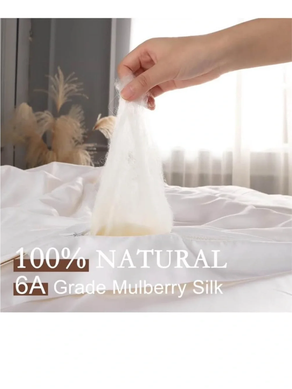 YOUR MOON Pure Mulberry Silk Comforter Queen Size for All Season